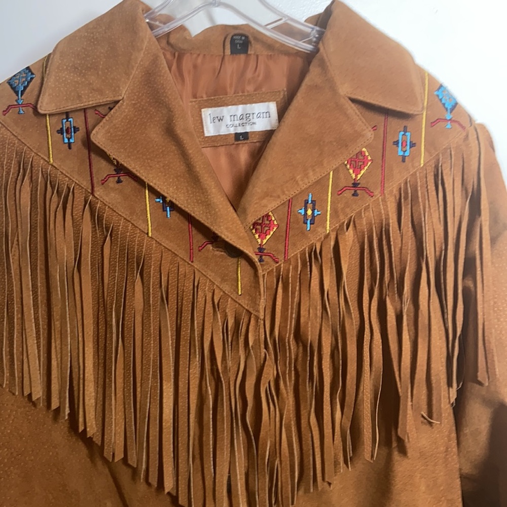 LEW MAGRAM Western Embroidered sz Large Fringe Jacket - Picture 2 of 10